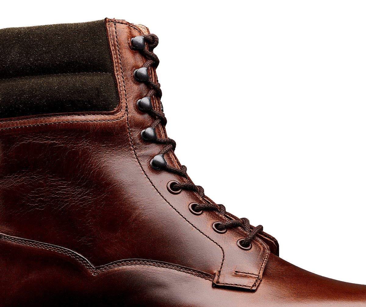 Ross Chocolate Hurricane Hide & Earth Green Suede Collar