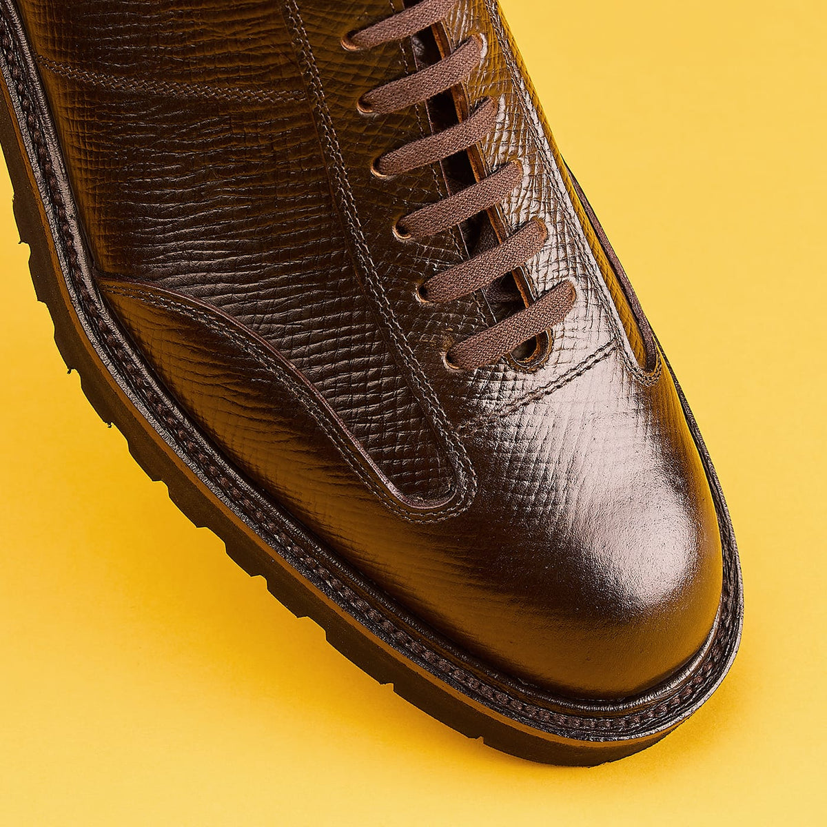 Bowland Dark Brown Hatch Grain Cordovan