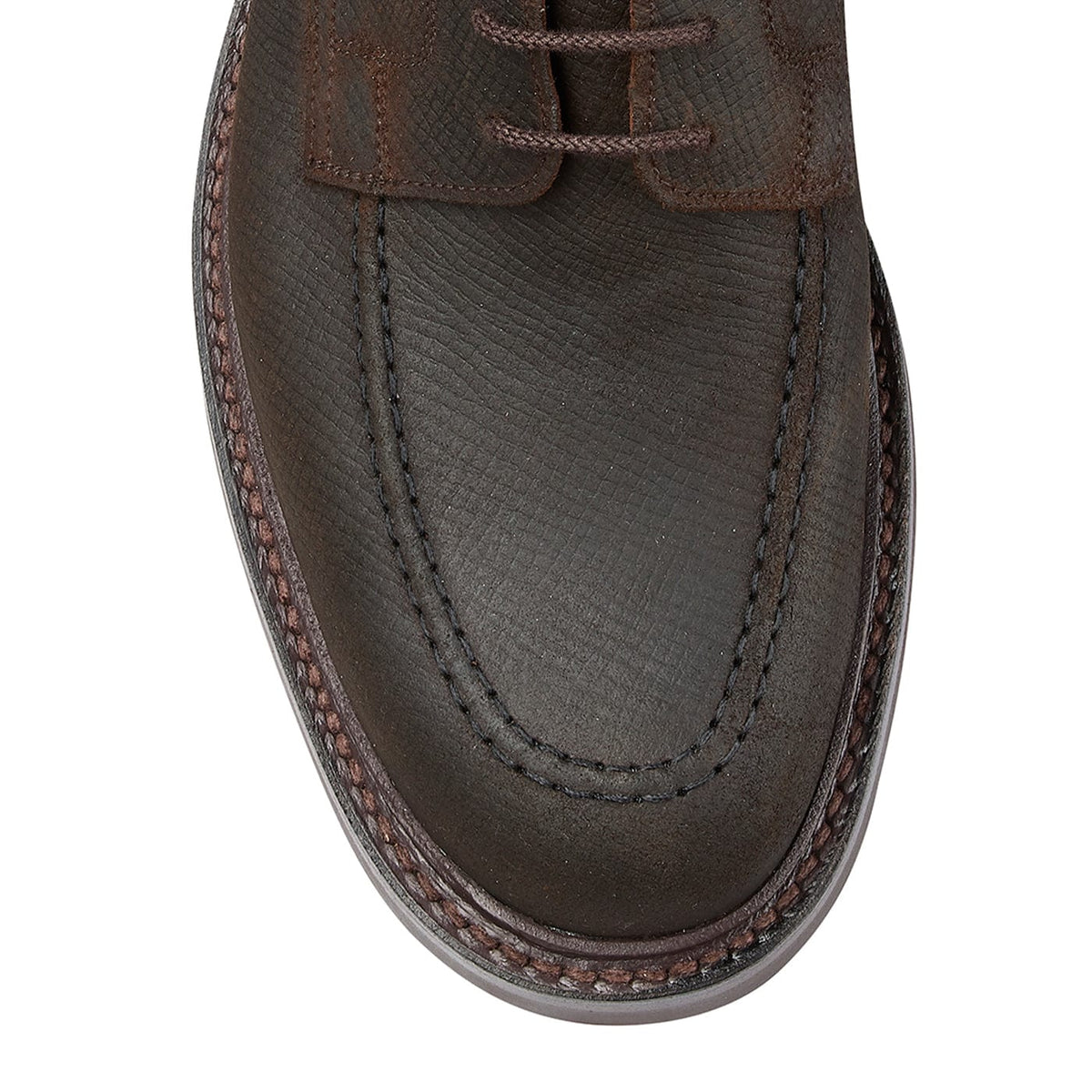 Galway 3 Dark Brown Hatch Grain Rough-Out Suede