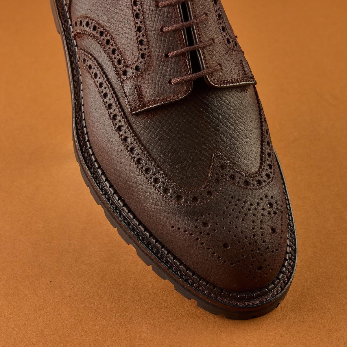 Pembroke Dark Brown Hatch Grain Rough-Out Suede